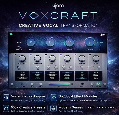 UJAM - VOXCRAFT v1.0.0 VST， VST3， AAX x64 [R2R] - 语音处理插件 vst615音频资源网-音频网站-vst3插件下载-音频网-音频插件下载-机架源码-插件源码-源码-vst插件 vst615音频资源网